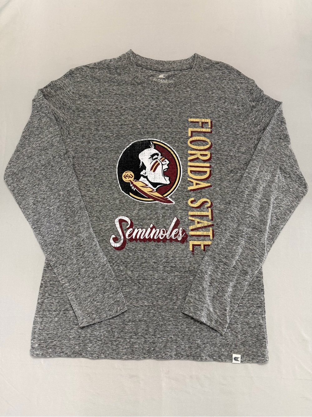 Colosseum Florida State Seminoles Gray Long Sleeve Tee with Logo